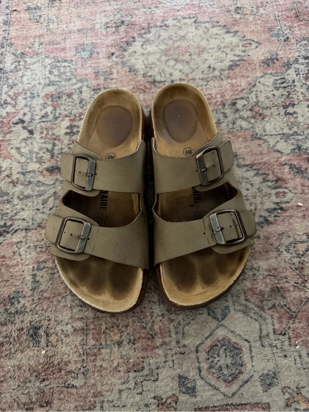 Double-Buckle Cork & Leather Sandals